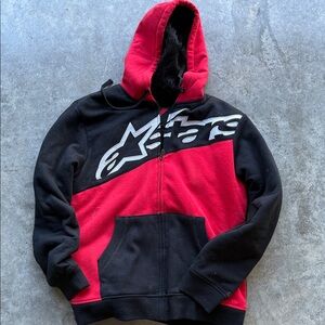 Alpine Stars Red and Black Zip-Up Hoodie